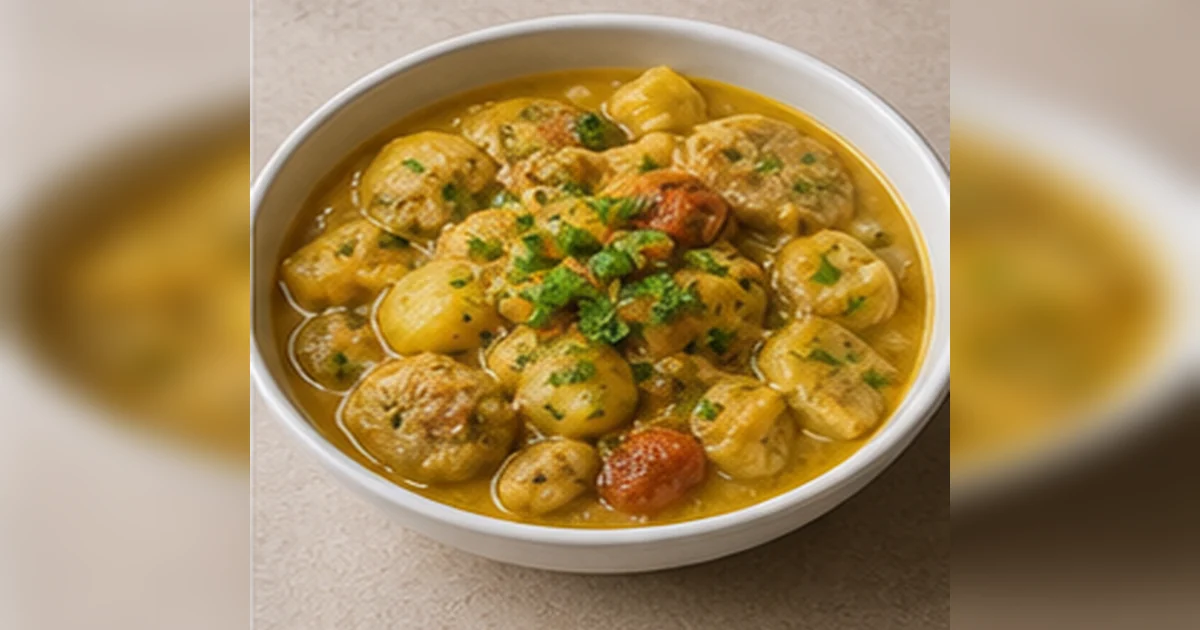 Receta de olluquito servido en una mesa de cocina peruana