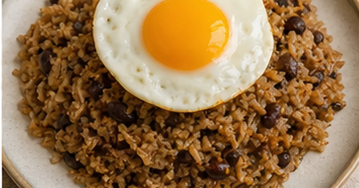 Tacu tacu servido en una mesa de cocina casera